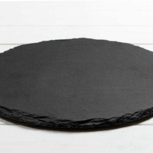 Round black slate serving platter
