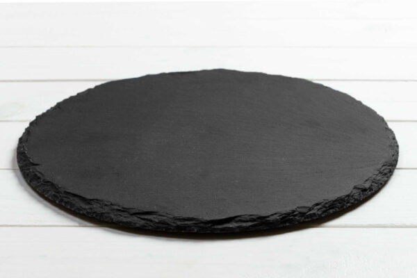 Round black slate serving platter