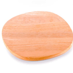 Square wooden serving platter with rounded corners