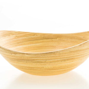 Scooped light wood serving bowl