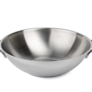 Stainless steel wok with two side handles