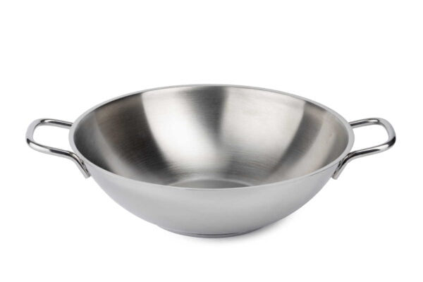 Stainless steel wok with two side handles