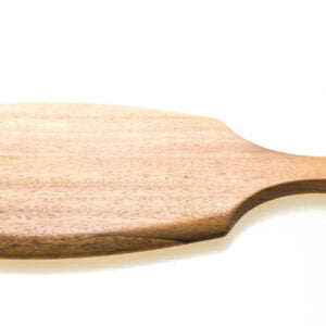 Angular unique shaped wooden serving board with short handle